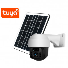 Tuya Solar Powered Smart PTZ Dome Security Camera 355° Ultra Wide Viewing Angle Long Range IR Distance 