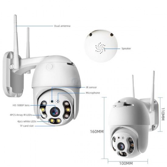 Yoosee 1080p dome camera 4mm lens dual-light outdoor video monitoring