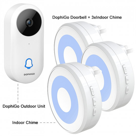 Wireless indoor chime for DophiGo smart doorbell 433MHz up to 100 meters wireless coverage