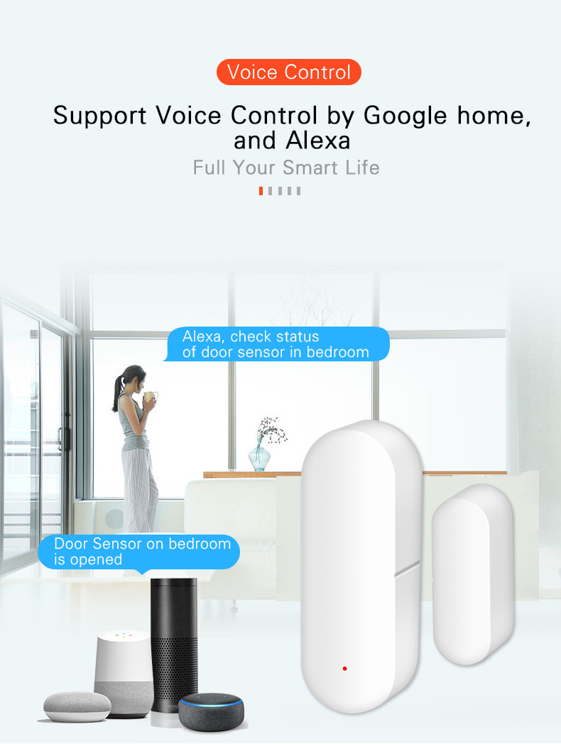 Wi-Fi smart door sensor works with Google assistant and Alexa Echo