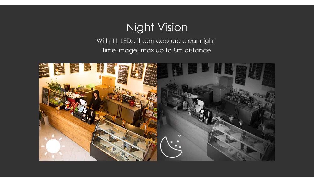 With 11 LEDs it can capture clear night image