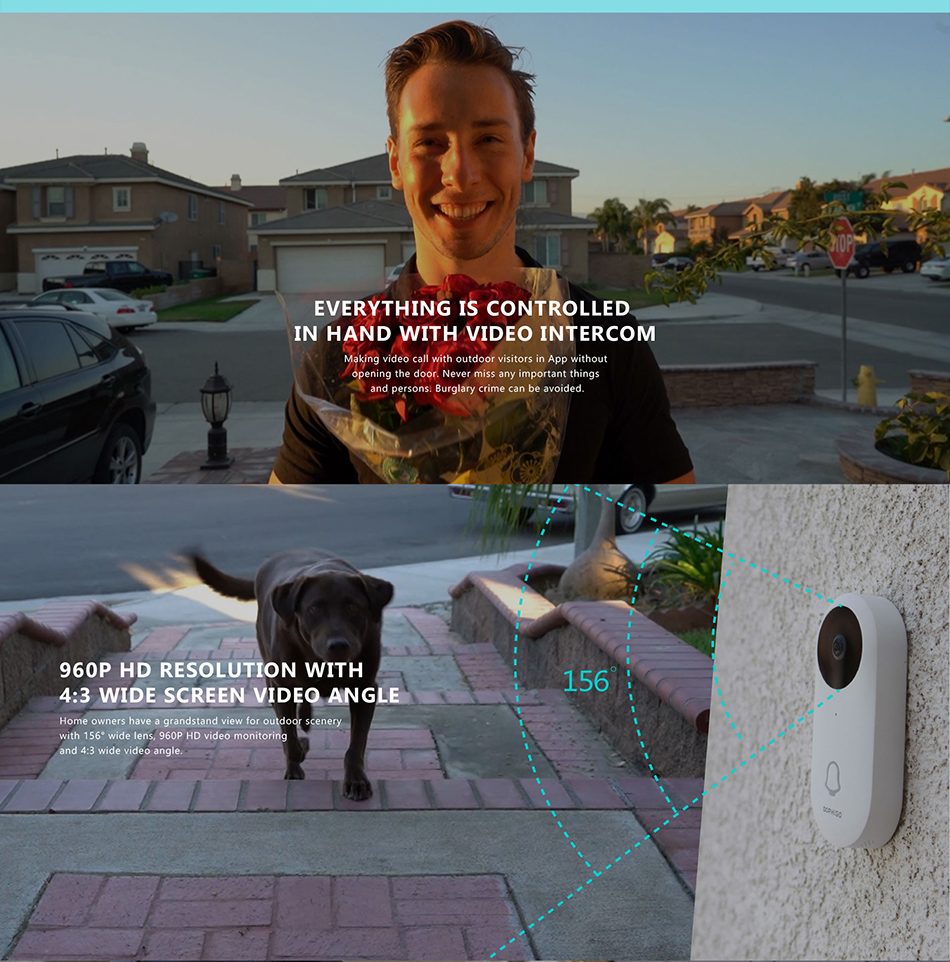 Everything is controlled in hand with video intercom, making video call with outdoor visitors in app without opening the door, never miss any important things and persons, burglary crime can be avoided.